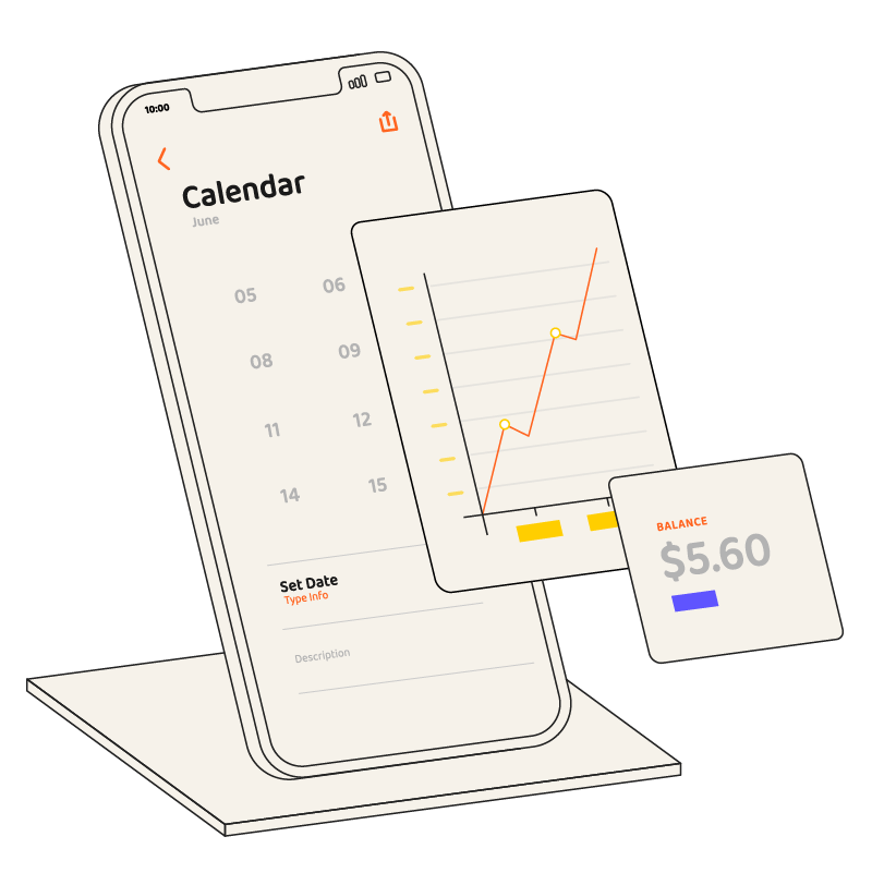 Kalendarz i wykresy na telefonie