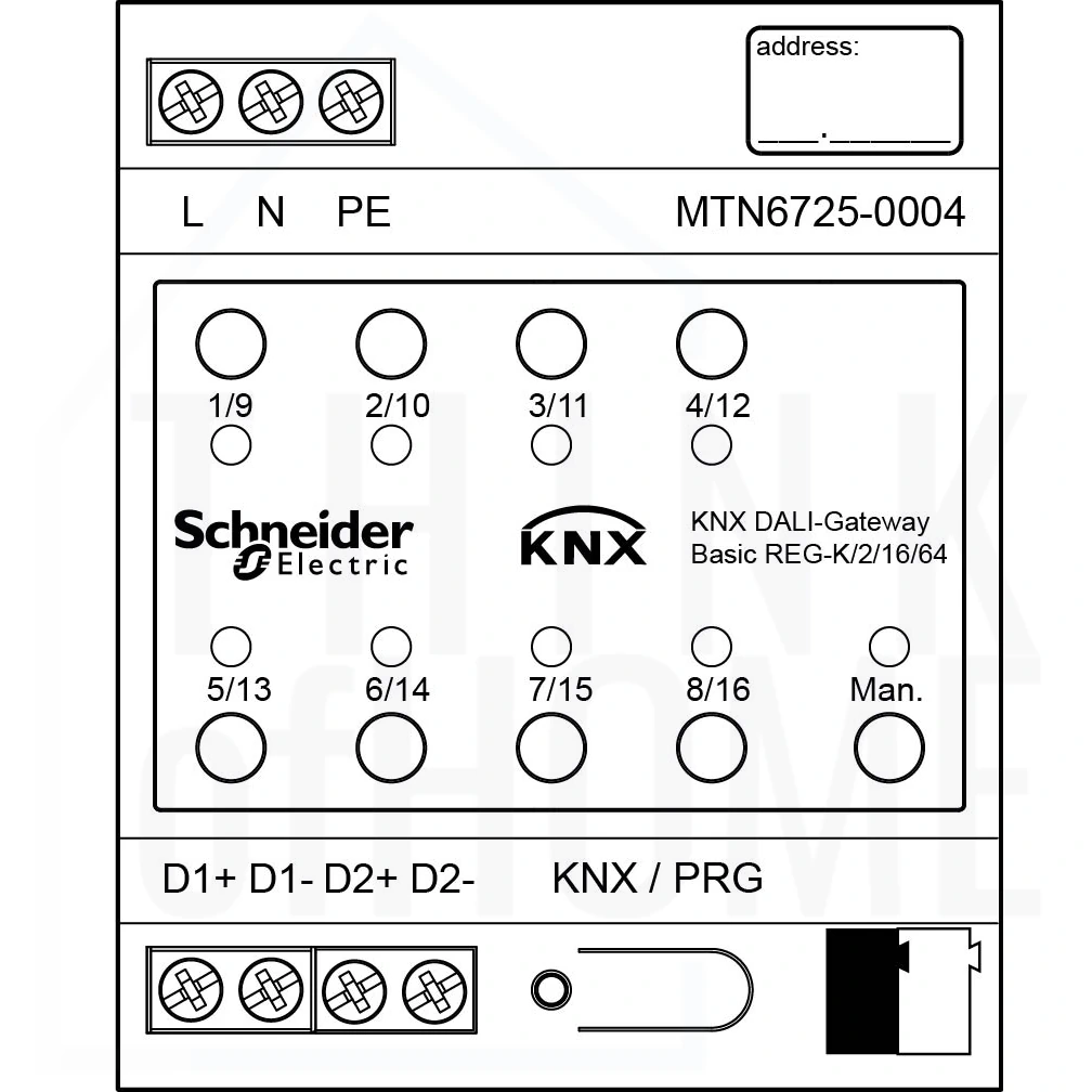 Rysunek CAD bramki DALI na potrzeby rysowania rozdzielnic MTN6725-0004